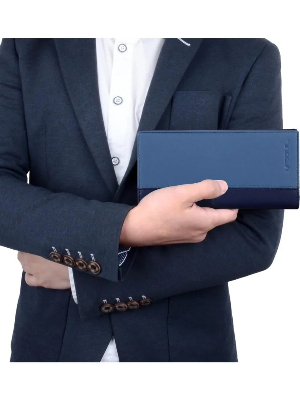Stylish RFID Blocking Leather Bi-fold Wallet with Zipper Pocket for Men & Women